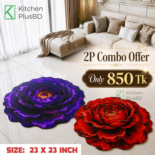 3D Soft Non Slip Floor Mat Combo 2Pcs