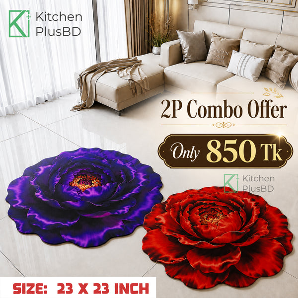 3D Soft Non Slip Floor Mat Combo 2Pcs