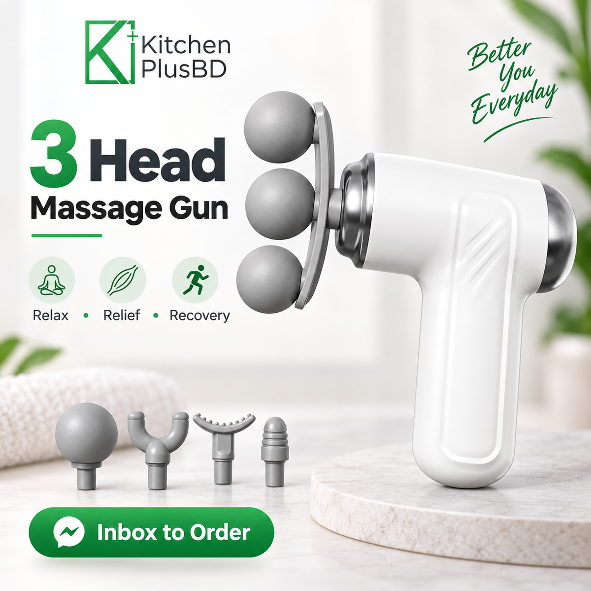 3 Head Massage Gun Portable Multi-Head Design 9 Replaceable Head  Fascia Gun