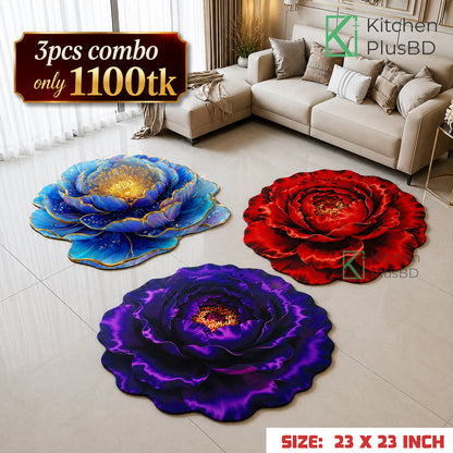 3D Soft Non Slip Floor Mat Combo 3 Pcs Combo