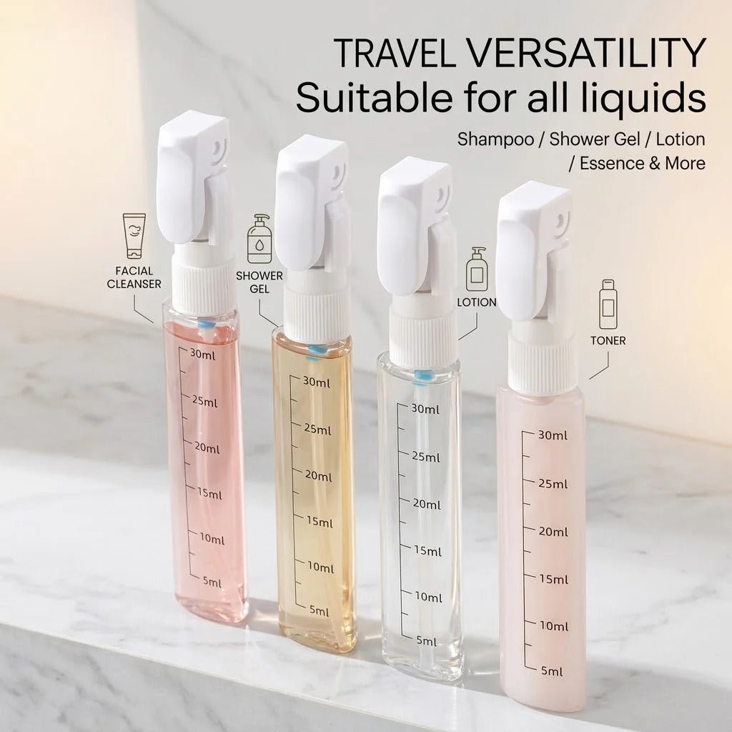 4-in-1 Travel Dispenser Bottle – Shampoo, Lotion & Toiletries Organizer
