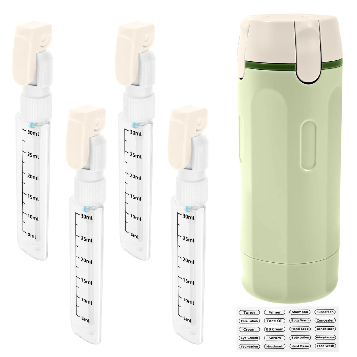 4-in-1 Travel Dispenser Bottle – Shampoo, Lotion & Toiletries Organizer
