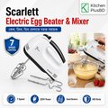 Scarlett Electric Egg Beater and Mixer – White