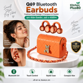 Q69 Creative Ear Clip-on Leather Bag Design Cartoon Bear Bluetooth Earphones