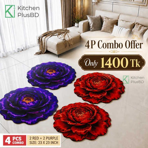 3D Soft Non Slip Floor Mat Combo 4Pcs Combo