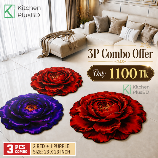 3D Soft Non Slip Floor Mat Combo 3 Pcs Combo