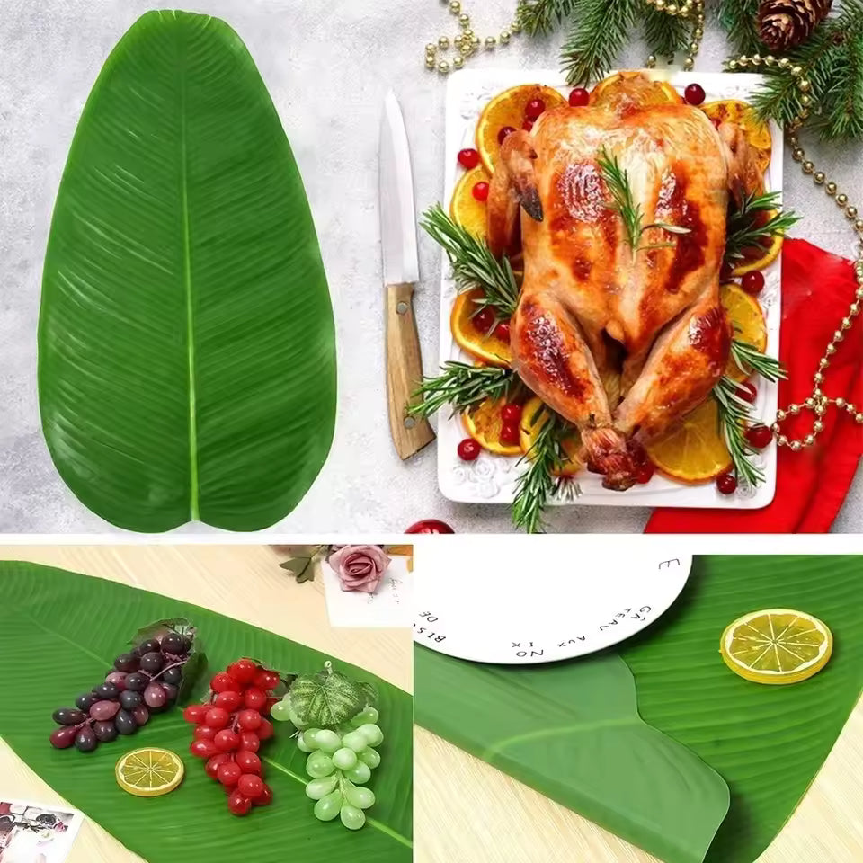 12Pcs Heat Resistant Banana Leaf Table Mat – Waterproof & Anti-Skid