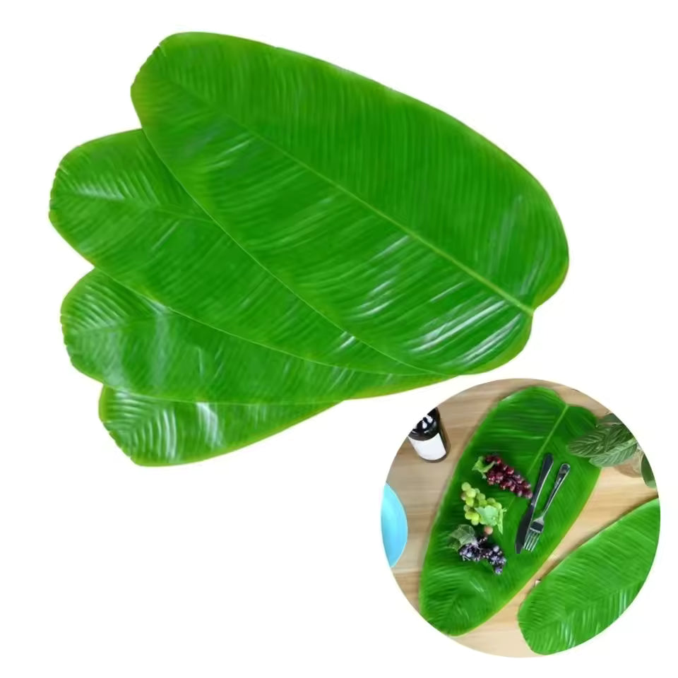 12Pcs Heat Resistant Banana Leaf Table Mat – Waterproof & Anti-Skid