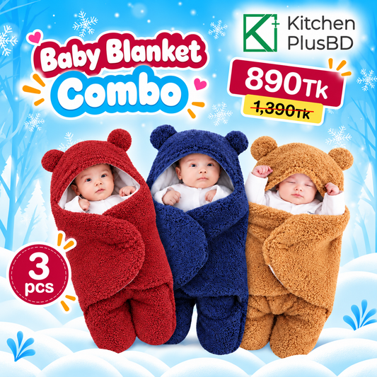 Original Chinese Imported Baby Blanket 3Pcs( Red+Brown+Blue)