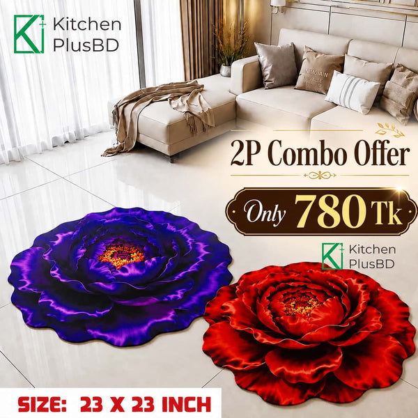 3D Soft Non Slip Floor Mat Combo 2Pcs