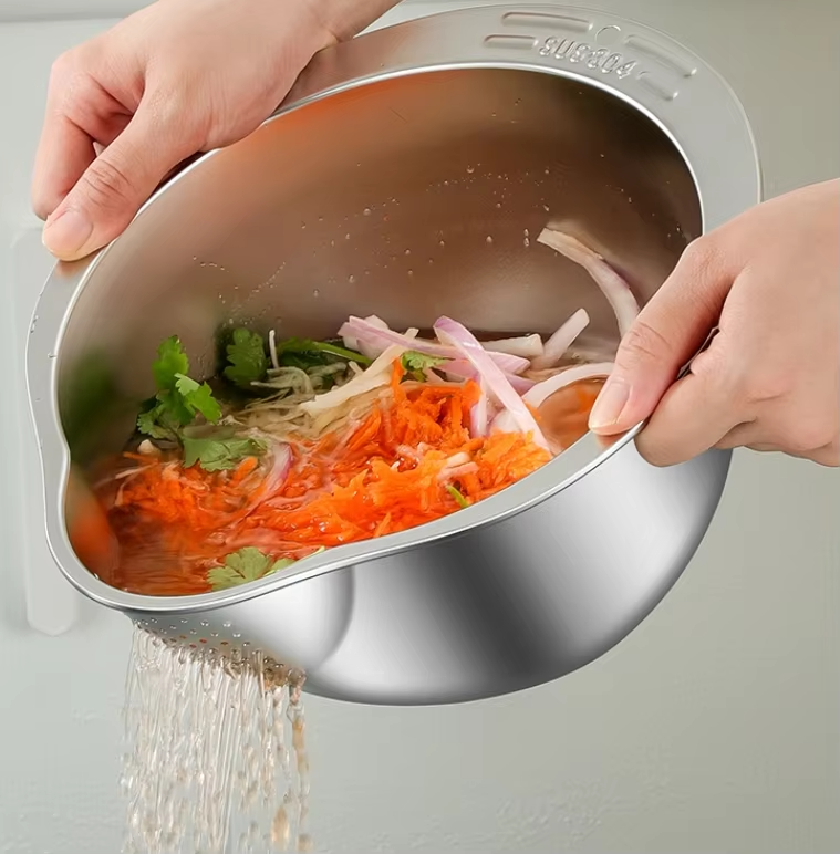 Stainless Steel Rice Washer & Strainer Bowl