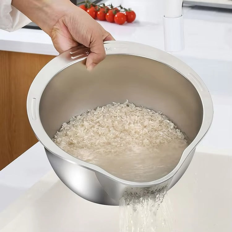 Stainless Steel Rice Washer & Strainer Bowl