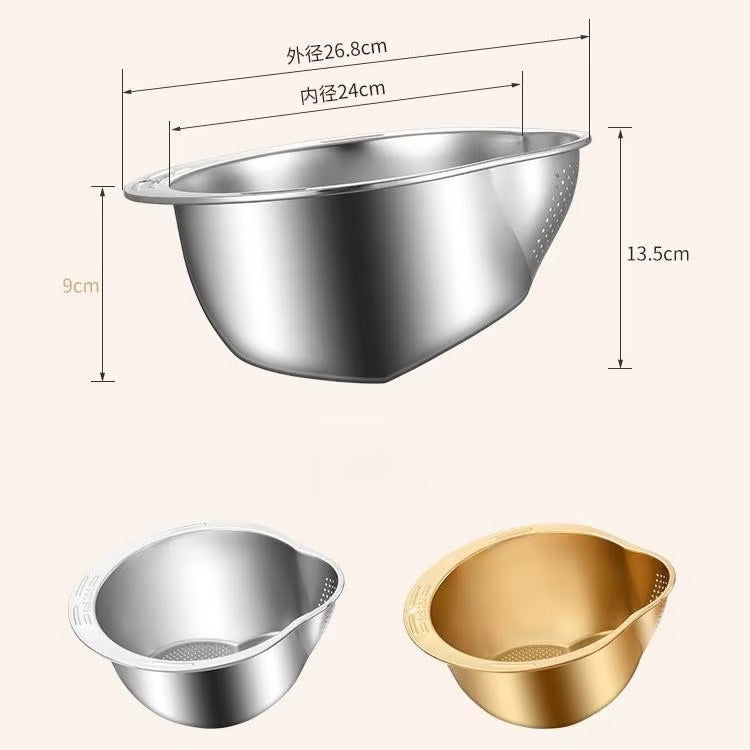 Stainless Steel Rice Washer & Strainer Bowl