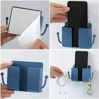 Wall Mounted Phone Charging Holder & Remote Organizer (2 Pcs)