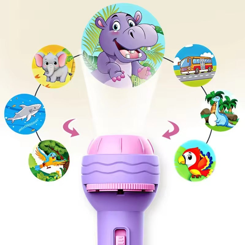 Kids Cartoon Projection Flashlight Toy Bedtime Story Projector Torch