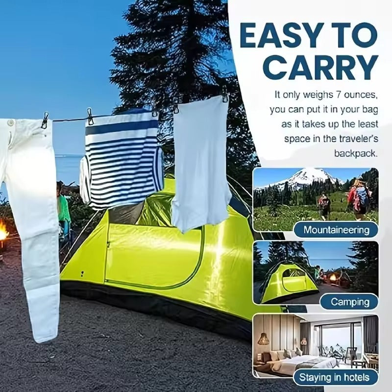 Portable Clothing Clothesline with 12 Clips