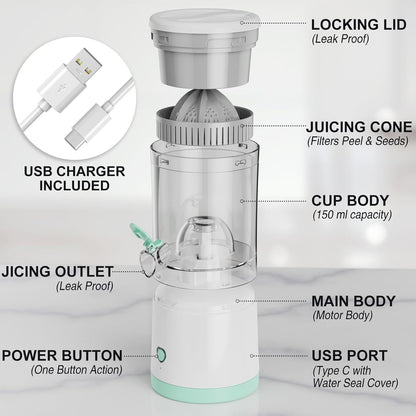Rechargeable Citrus Juicer Machine Orange Lemon  Fruit Press Portable Juicer