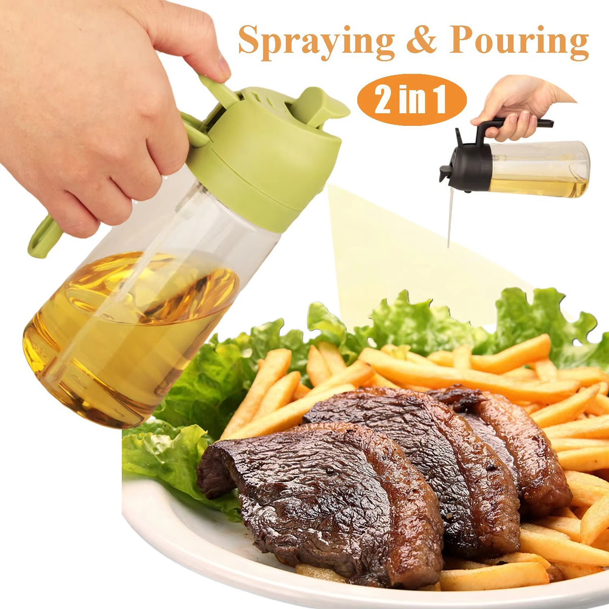 2-in-1 Oil Spray Bottle Oil Dispenser