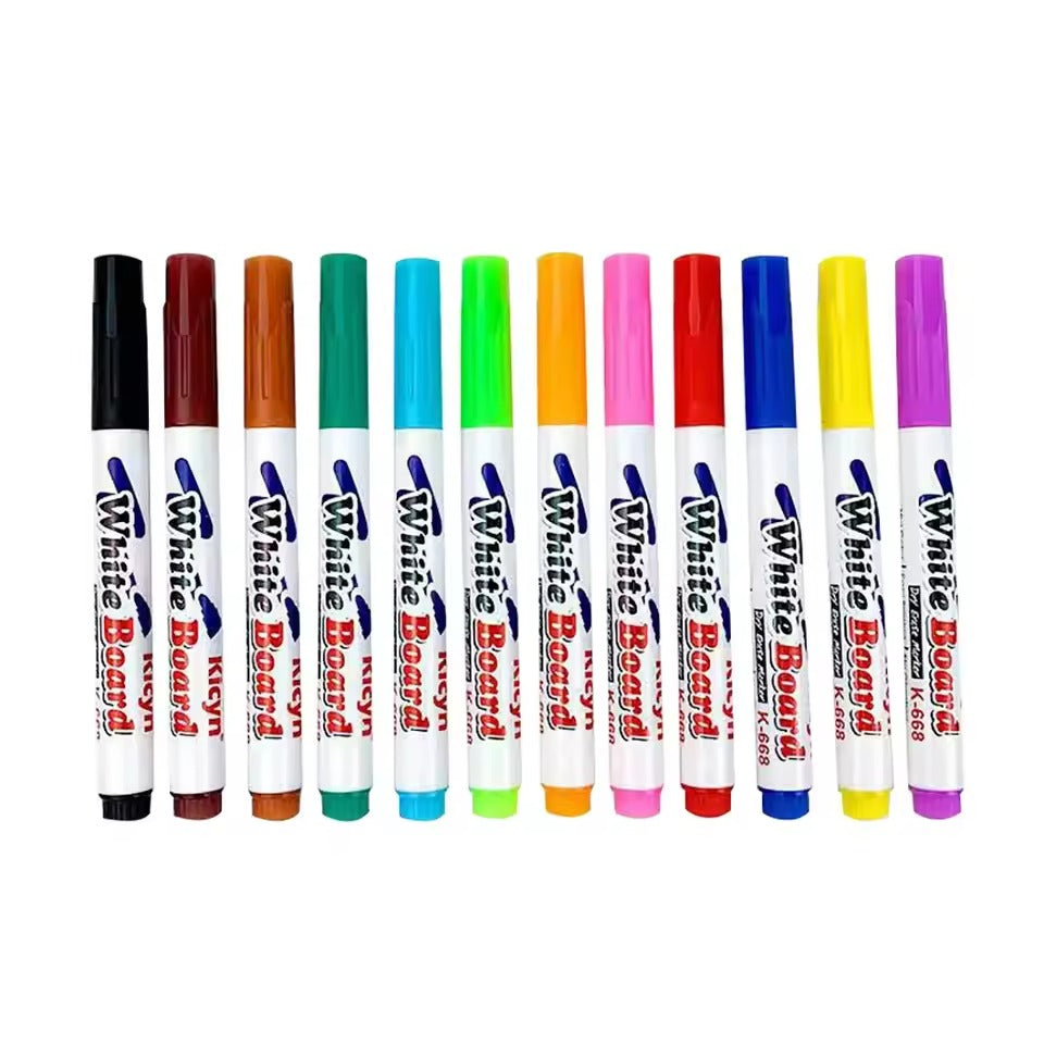 12 Colors Magical Water Floating Markers Pen With Spoon Magic Water Floating Pen Set
